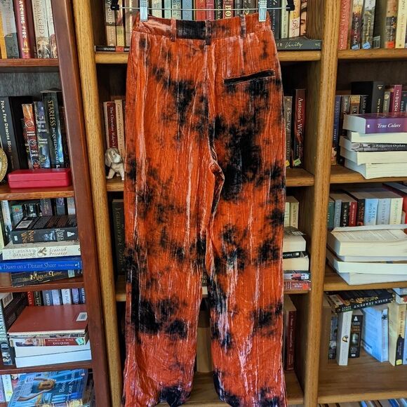 Stockholm atelier orange and black velvet high waist pants sz 4 euc - Picture 2 of 6